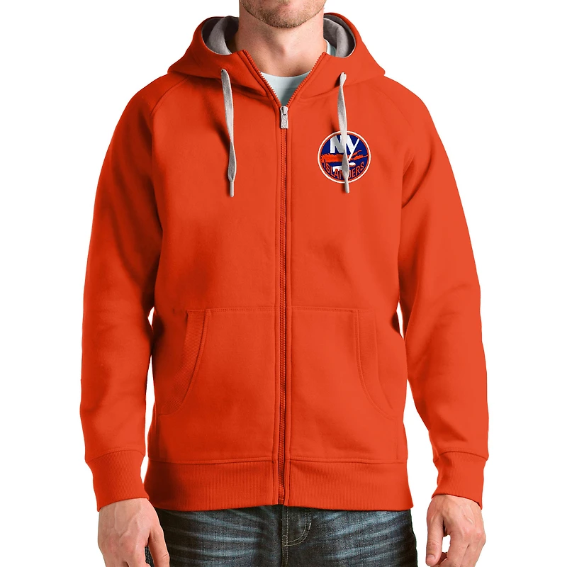 Men's Antigua New York Islanders Logo Victory Full-Zip Hoodie