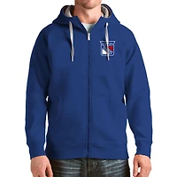 Men's Antigua Blue New York Rangers Logo Victory Full-Zip Hoodie