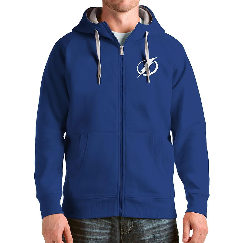 Men's Antigua Blue Tampa Bay Lightning Logo Victory Full-Zip Hoodie