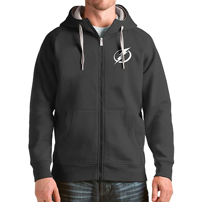 Men's Antigua Charcoal Tampa Bay Lightning Logo Victory Full-Zip Hoodie