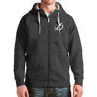 Men's Antigua Charcoal Tampa Bay Lightning Logo Victory Full-Zip Hoodie