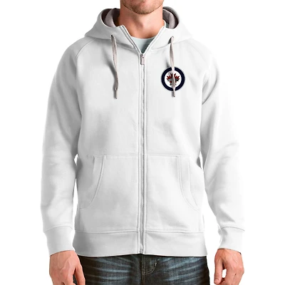 Men's Antigua White Winnipeg Jets Logo Victory Full-Zip Hoodie