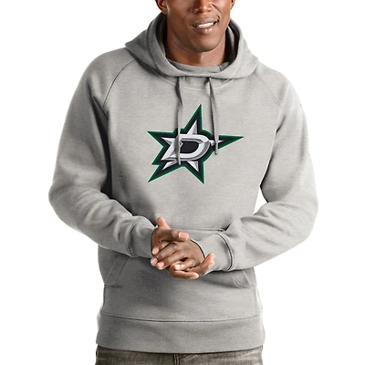 Men's Antigua Heathered Gray Dallas Stars Logo Victory Pullover Hoodie