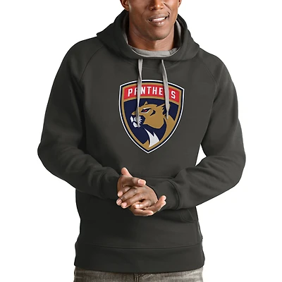 Men's Antigua Charcoal Florida Panthers Logo Victory Pullover Hoodie