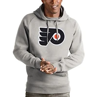 Men's Antigua Heathered Gray Philadelphia Flyers Logo Victory Pullover Hoodie