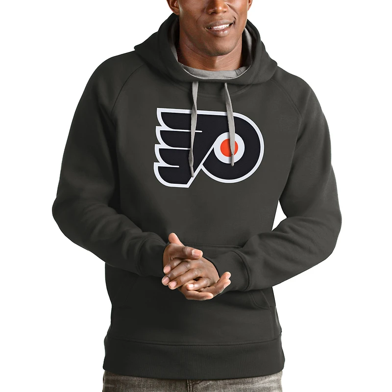 Men's Antigua Charcoal Philadelphia Flyers Logo Victory Pullover Hoodie