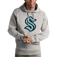 Men's Antigua Heathered Gray Seattle Kraken Logo Victory Pullover Hoodie