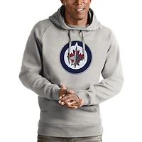 Men's Antigua Heathered Gray Winnipeg Jets Logo Victory Pullover Hoodie