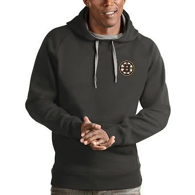 Men's Antigua Charcoal Boston Bruins Victory Pullover Hoodie