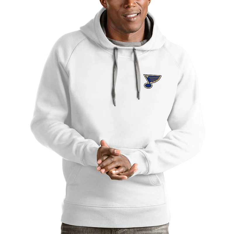 Men's Antigua White St. Louis Blues Victory Pullover Hoodie