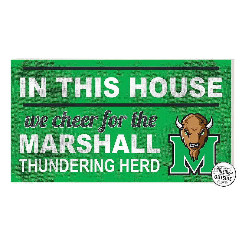 Green Marshall Thundering Herd 11'' x 20'' Indoor/Outdoor In This House Sign