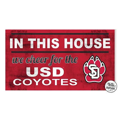 Red South Dakota Coyotes 11'' x 20'' Indoor/Outdoor In This House Sign