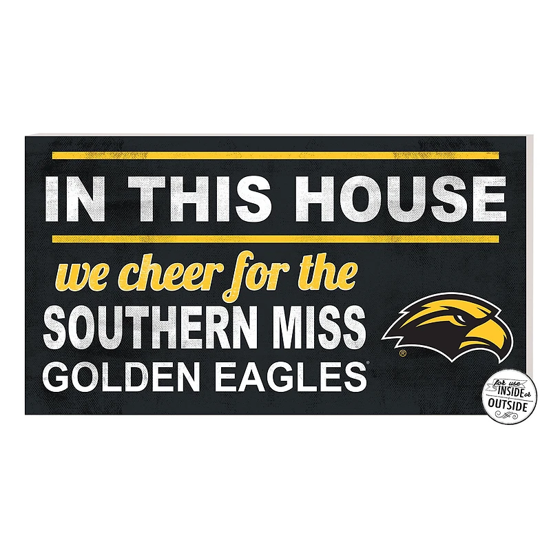 Black Southern Miss Golden Eagles 11'' x 20'' Indoor/Outdoor In This House Sign