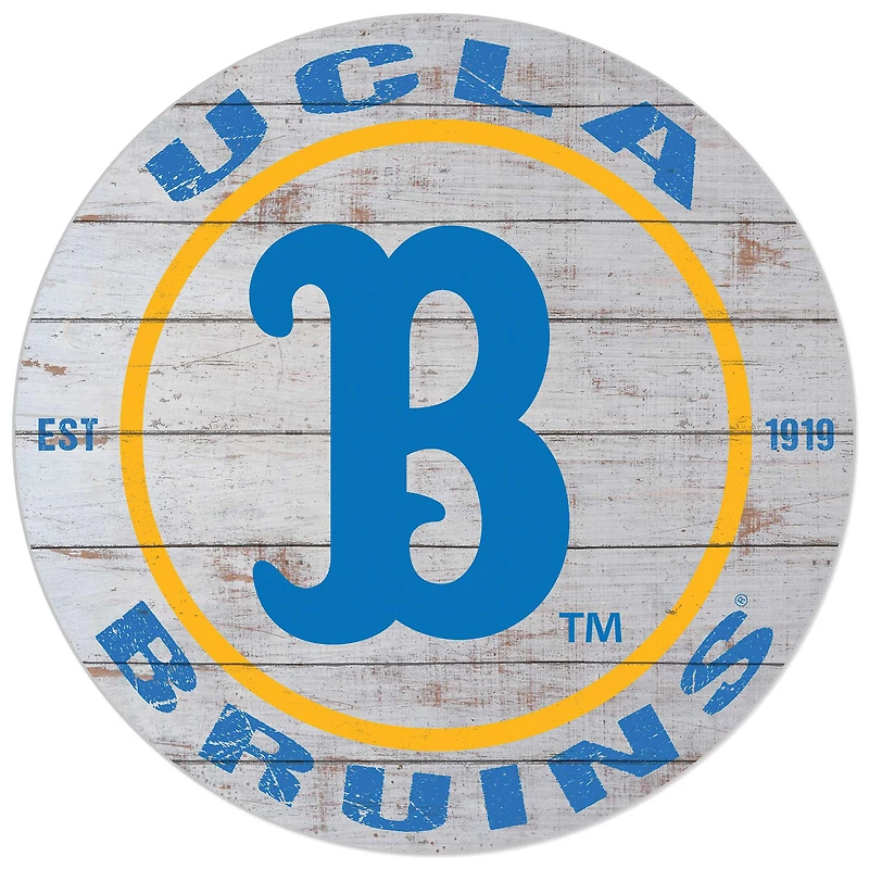 White UCLA Bruins 20'' x 20'' Indoor/Outdoor Weathered Circle Sign