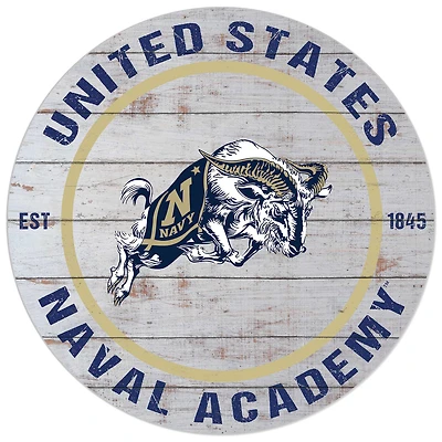 White Navy Midshipmen 20'' x 20'' Indoor/Outdoor Weathered Circle Sign