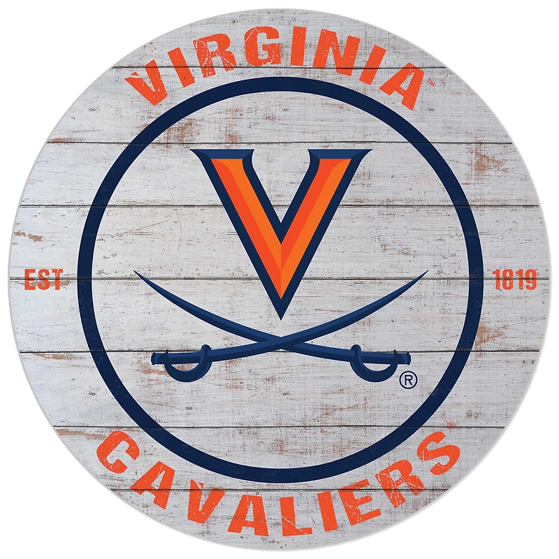 White Virginia Cavaliers 20'' x 20'' Indoor/Outdoor Weathered Circle Sign
