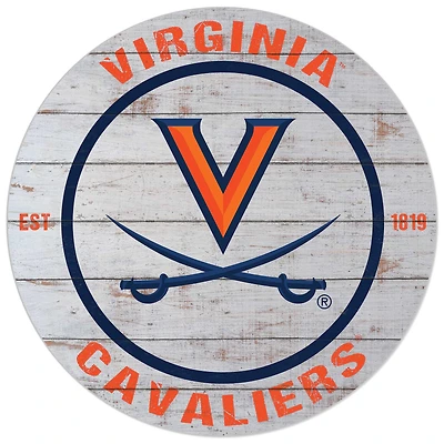 White Virginia Cavaliers 20'' x 20'' Indoor/Outdoor Weathered Circle Sign
