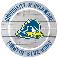 White Delaware Fightin' Blue Hens 20'' x 20'' Indoor/Outdoor Weathered Circle Sign