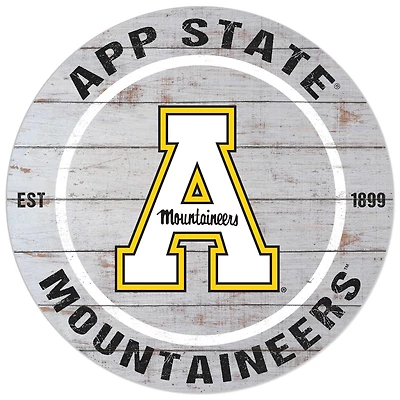 White Appalachian State Mountaineers 20'' x 20'' Indoor/Outdoor Weathered Circle Sign