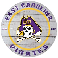 White ECU Pirates 20'' x 20'' Indoor/Outdoor Weathered Circle Sign