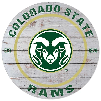 White Colorado State Rams 20'' x 20'' Indoor/Outdoor Weathered Circle Sign