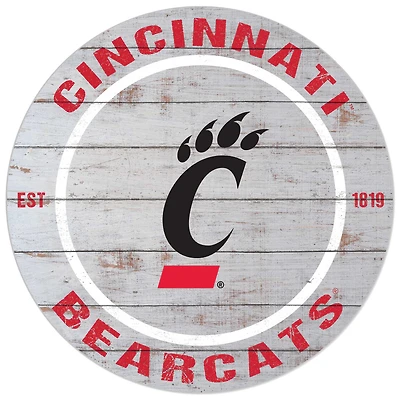 White Cincinnati Bearcats 20'' x 20'' Indoor/Outdoor Weathered Circle Sign