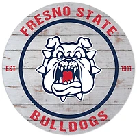 White Fresno State Bulldogs 20'' x 20'' Indoor/Outdoor Weathered Circle Sign