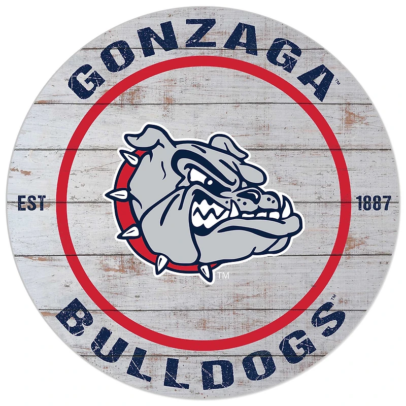 White Gonzaga Bulldogs 20'' x 20'' Indoor/Outdoor Weathered Circle Sign
