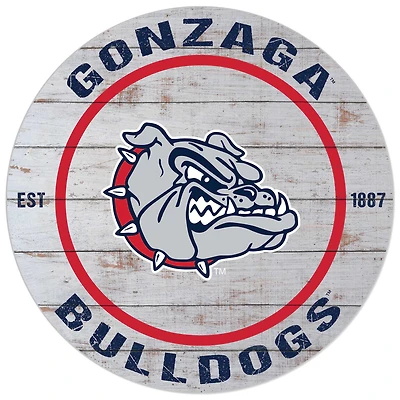 White Gonzaga Bulldogs 20'' x 20'' Indoor/Outdoor Weathered Circle Sign