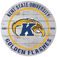 White Kent State Golden Flashes 20'' x 20'' Indoor/Outdoor Weathered Circle Sign
