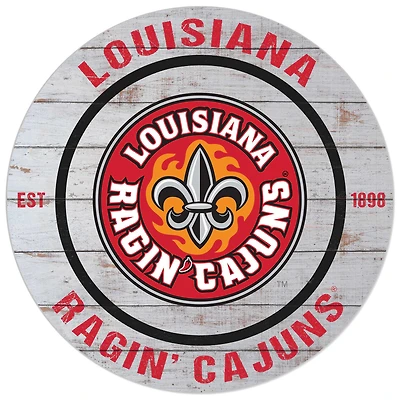 White Louisiana Ragin' Cajuns 20'' x 20'' Indoor/Outdoor Weathered Circle Sign