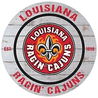 White Louisiana Ragin' Cajuns 20'' x 20'' Indoor/Outdoor Weathered Circle Sign