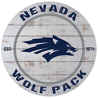 White Nevada Wolf Pack 20'' x 20'' Indoor/Outdoor Weathered Circle Sign
