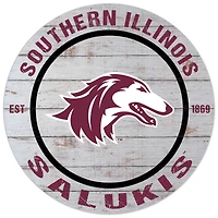 White Southern Illinois Salukis 20'' x 20'' Indoor/Outdoor Weathered Circle Sign