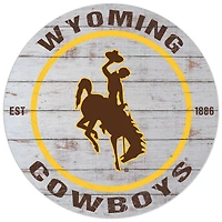 White Wyoming Cowboys 20'' x 20'' Indoor/Outdoor Weathered Circle Sign