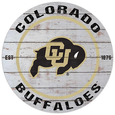 White Colorado Buffaloes 20'' x 20'' Indoor/Outdoor Weathered Circle Sign