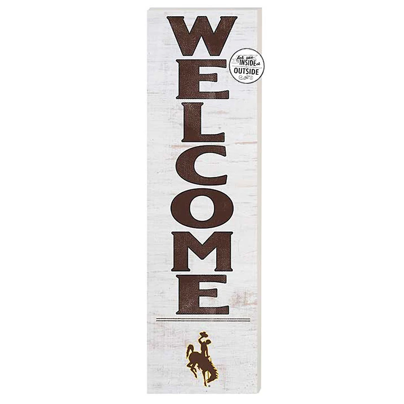 White Wyoming Cowboys 10'' x 35'' Indoor/Outdoor Welcome Sign