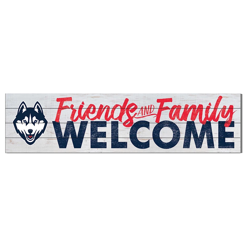 White UConn Huskies 10'' x 40'' Friends & Family Welcome Sign