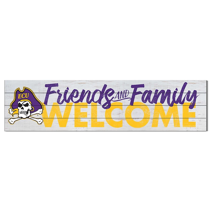 White ECU Pirates 10'' x 40'' Friends & Family Welcome Sign