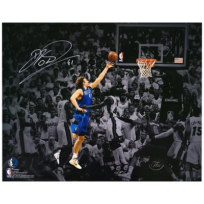 Dirk Nowitzki Dallas Mavericks Autographed 16" x 20" Game-Winning Shot vs. Miami Heat Spotlight Photograph