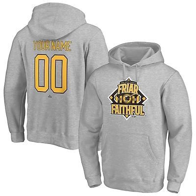 Men's Heathered Gray San Diego Padres Hometown Legend Personalized Name & Number Pullover Hoodie