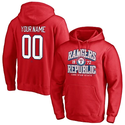 Men's Red Texas Rangers Hometown Legend Personalized Name & Number Pullover Hoodie
