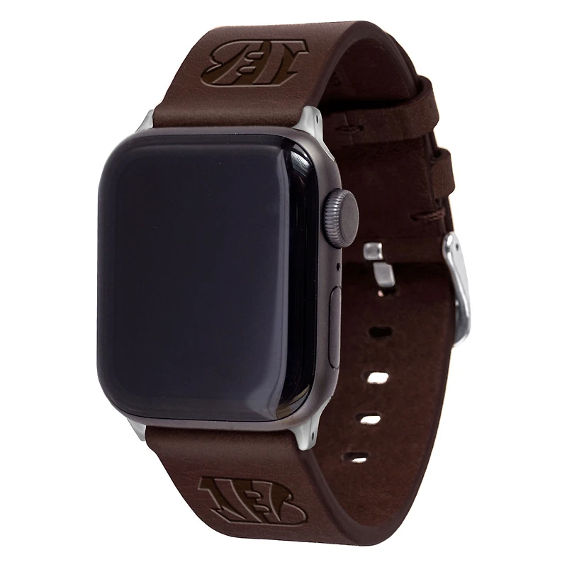 Brown Cincinnati Bengals Leather Apple Watch Band