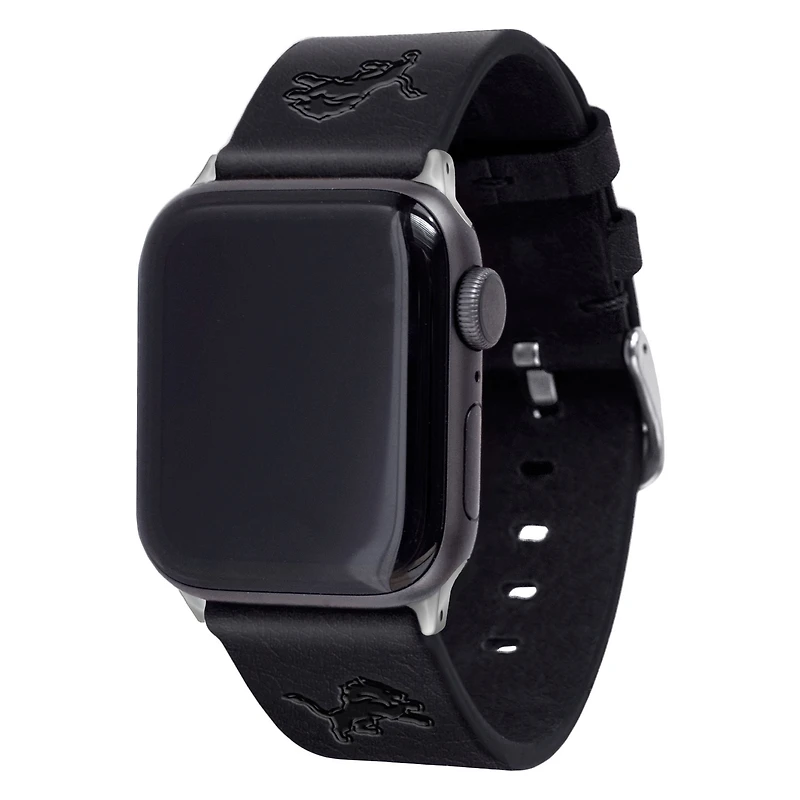 Black Detroit Lions Leather Apple Watch Band
