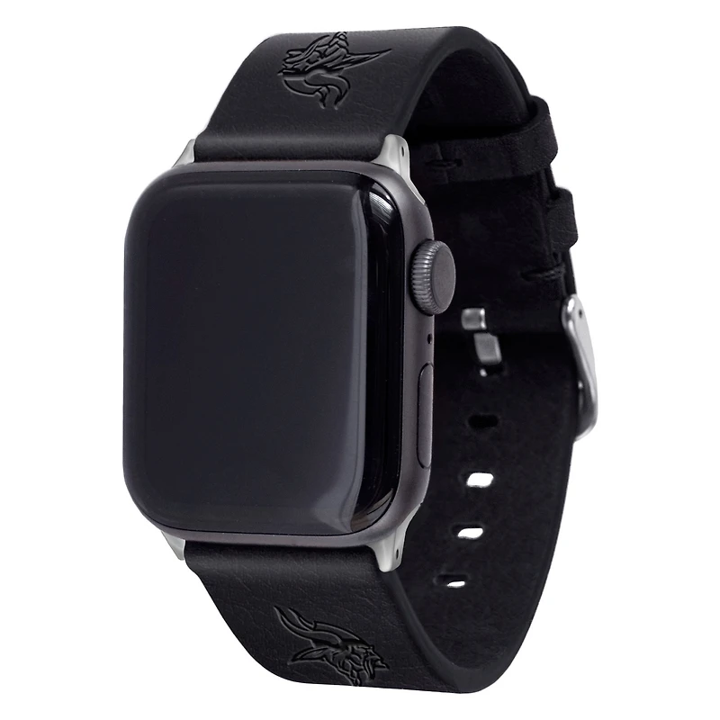 Black Minnesota Vikings Leather Apple Watch Band