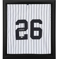 DJ LeMahieu New York Yankees Autographed Framed Nike White Replica Jersey Shadowbox