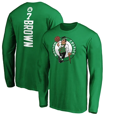 Men's Jaylen Brown Kelly Green Boston Celtics Playmaker Name & Number Long Sleeve T-Shirt