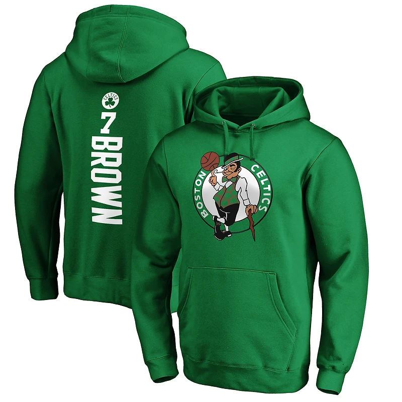 Men's Jaylen Brown Kelly Green Boston Celtics Playmaker Name & Number Pullover Hoodie