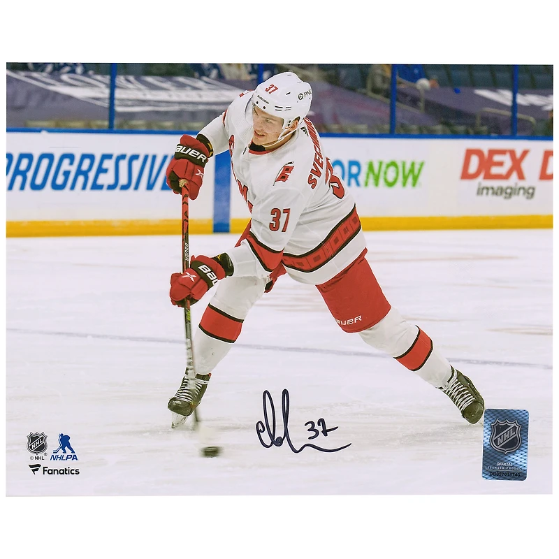 Andrei Svechnikov Carolina Hurricanes Autographed 8" x 10" White Shooting Photograph