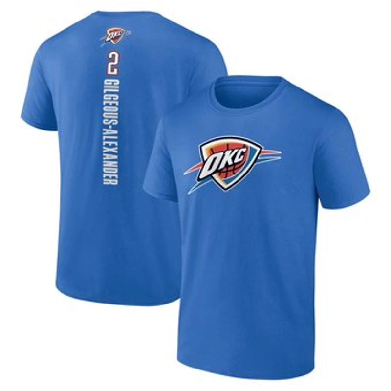 Men's Shai Gilgeous-Alexander Blue Oklahoma City Thunder Playmaker Name & Number T-Shirt
